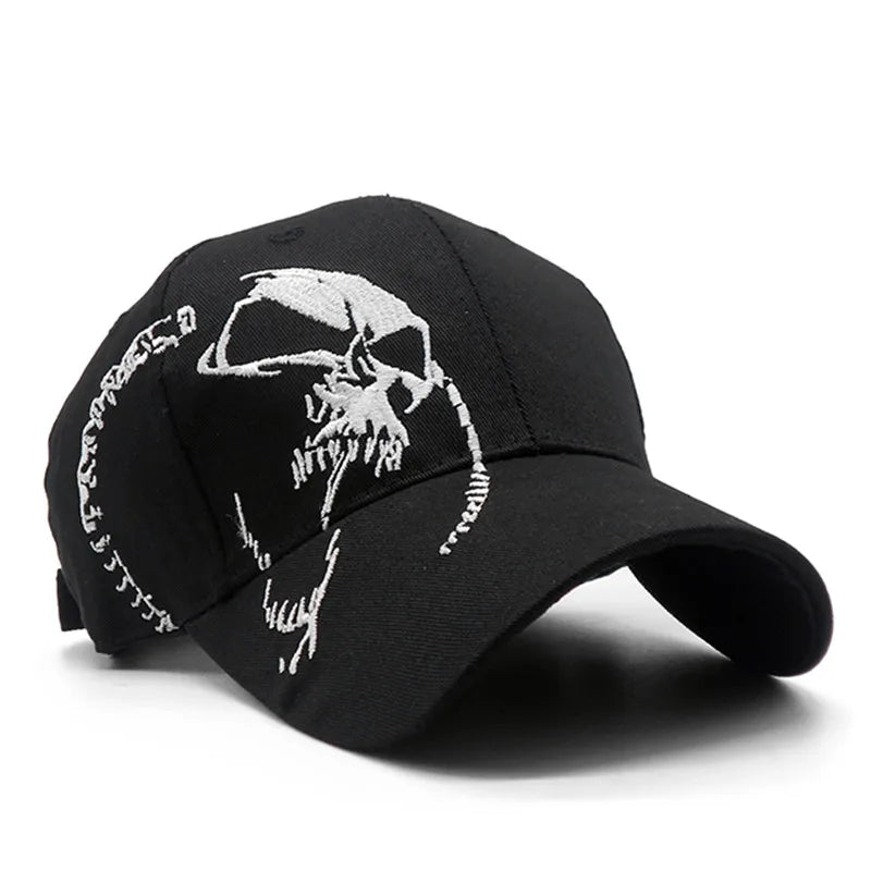 Embroidered Screaming Skull Baseball Cap — dettaglio del tessuto