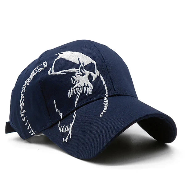 Embroidered Screaming Skull Baseball Cap — vista frontale
