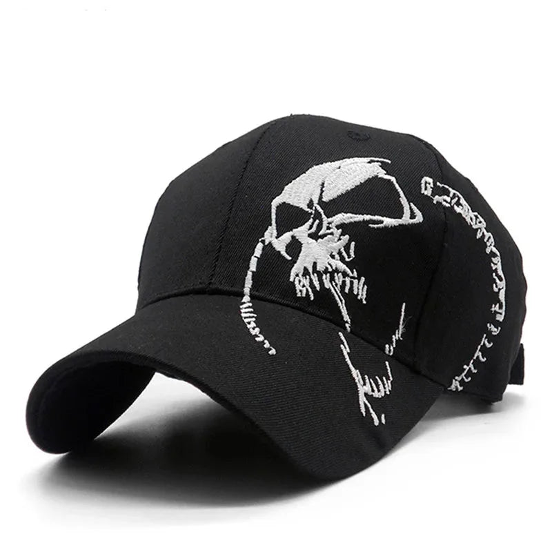 Embroidered Screaming Skull Baseball Cap — dettaglio della stampa