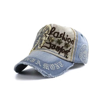 Embroidered Vintage Wash Distressed Baseball Cap — vista posteriore