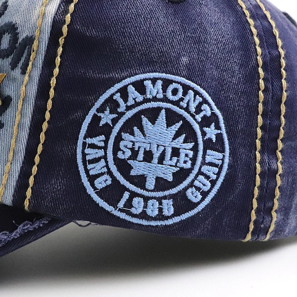 Embroidered Vintage Wash Distressed Baseball Cap — vista completa