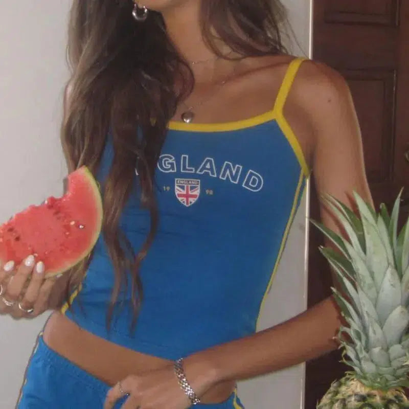 England Tank Top Blue — dettaglio della stampa