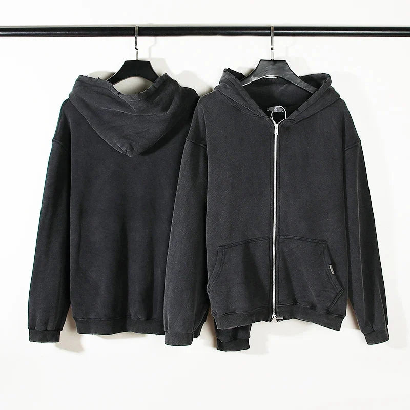 Essential Washed Zip Up Hoodie — vista laterale
