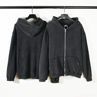 Essential Washed Zip Up Hoodie — vista laterale