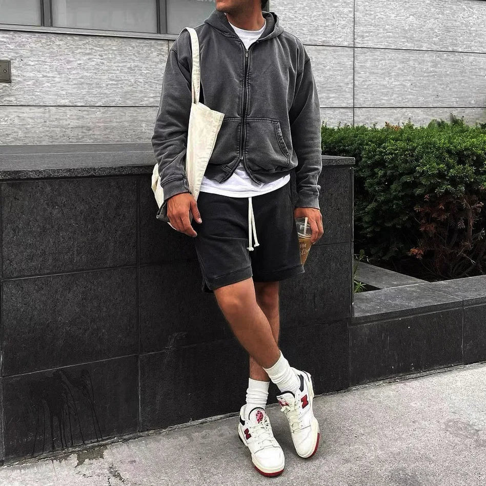 Essential Washed Zip Up Hoodie — vista posteriore