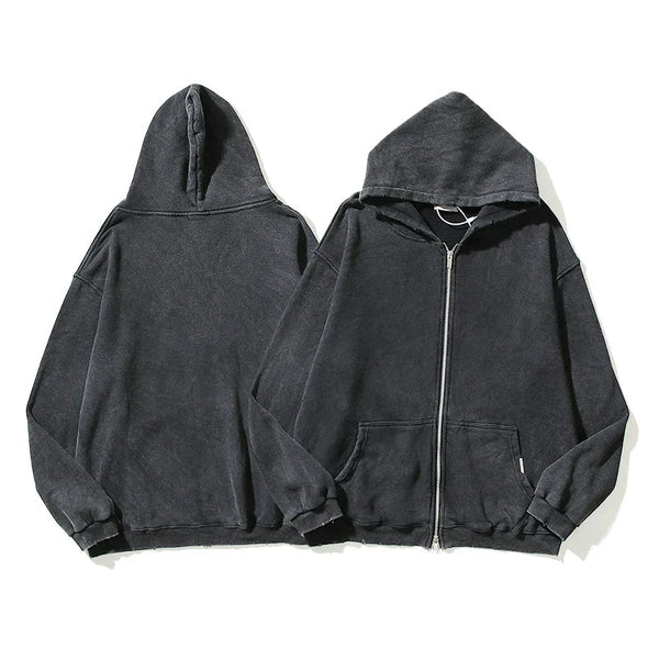 Essential Washed Zip Up Hoodie — vista frontale