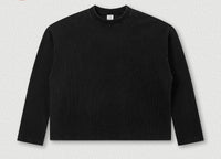 Essentials Acid Wash Waffle Knit Boxy Long Sleeve Top — vista laterale