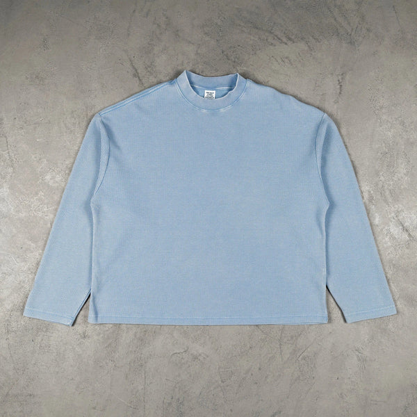 Essentials Acid Wash Waffle Knit Boxy Long Sleeve Top — vista frontale