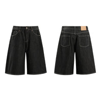 Essentials Contrast Stitch Denim Shorts Jorts — vista laterale