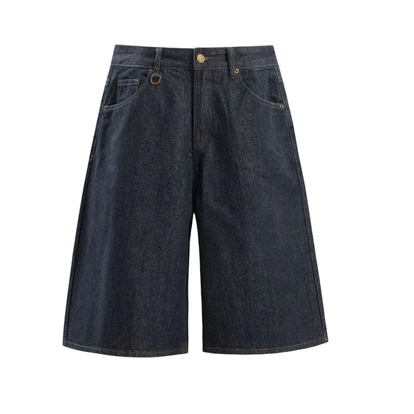 Essentials Contrast Stitch Denim Shorts Jorts — vista frontale