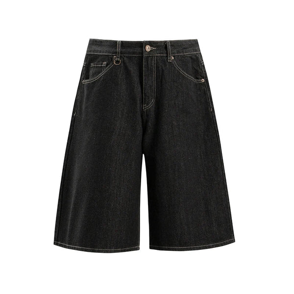 Y2K Essentials Contrast Stitch Denim Shorts Jorts