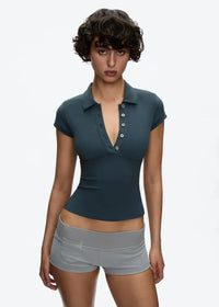 Essentials Crop Polo Shirt Top — vista frontale