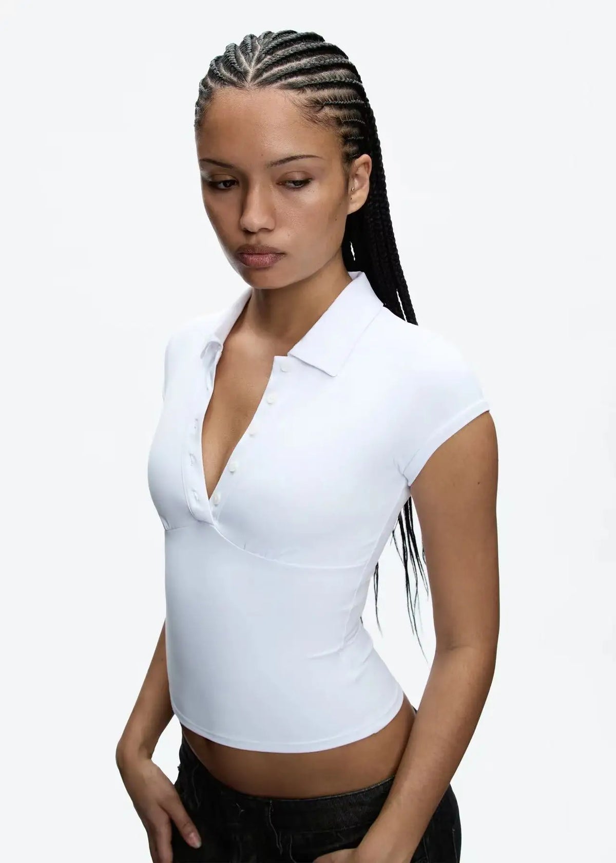 Essentials Crop Polo Shirt Top — vista posteriore