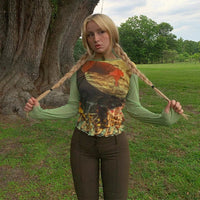 Fairycore Mesh Long Sleeve Top — dettaglio della stampa