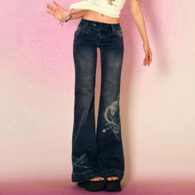 Fairycore Skinny Low Rise Flared Jeans — vista posteriore