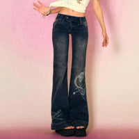 Fairycore Skinny Low Rise Flared Jeans — vista posteriore