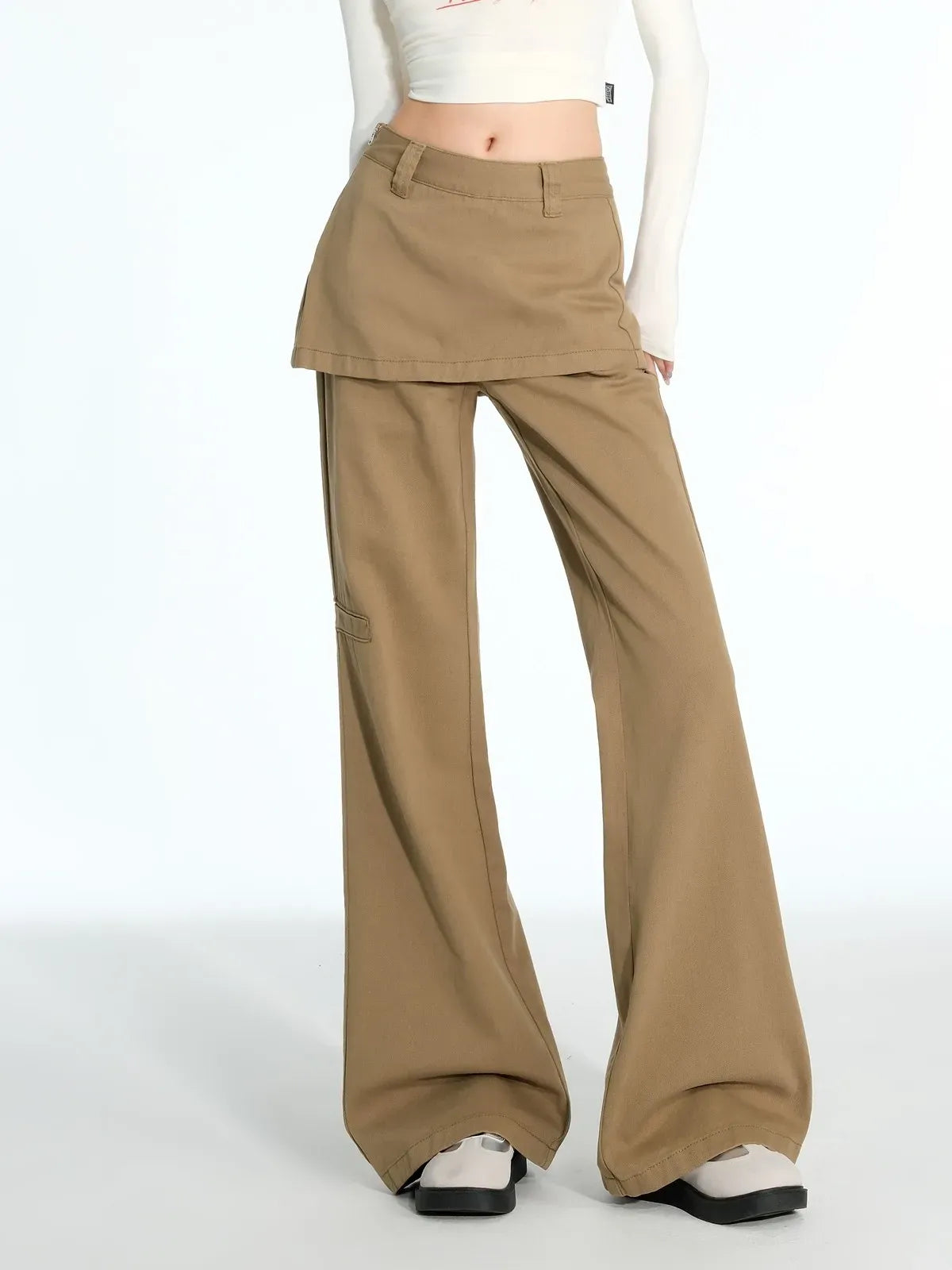Fake Two Piece Baggy Flare Jeans — vista posteriore