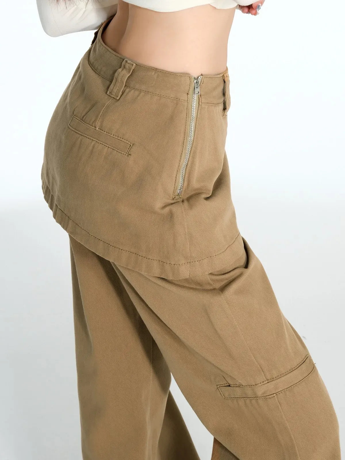 Fake Two Piece Baggy Flare Jeans — dettaglio del tessuto