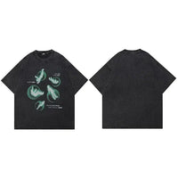 "Falling" Graphic Baggy T Shirt — dettaglio della stampa
