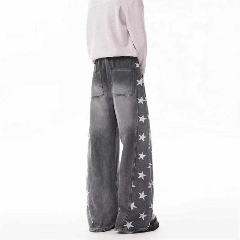 Falling Stars Graphic Denim Barrel Jeans — in alternativa