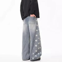 Falling Stars Graphic Denim Barrel Jeans — vista completa