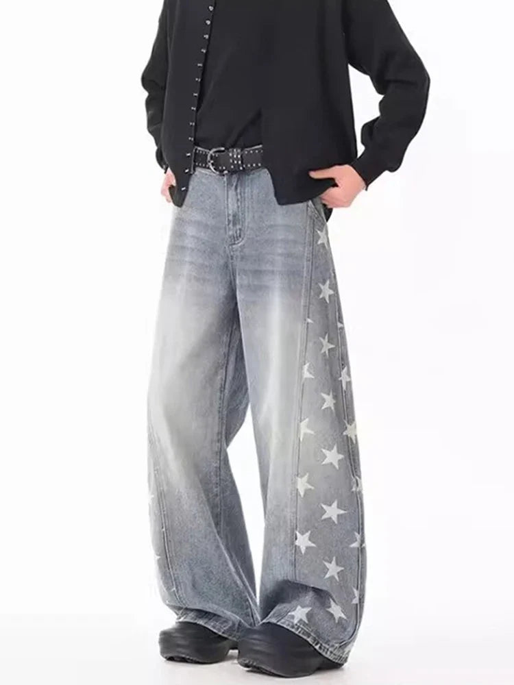 Falling Stars Graphic Denim Barrel Jeans — vista posteriore