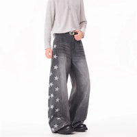 Falling Stars Graphic Denim Barrel Jeans — dettaglio