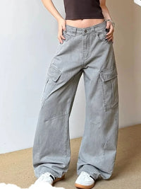 Fashionista Vintage Grey Baggy Cargo Jeans — dettaglio