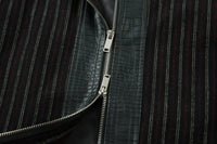 Faux Crocodile PU Leather Spliced Striped Zip Up Jacket — vista posteriore