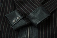 Faux Crocodile PU Leather Spliced Striped Zip Up Jacket — dettaglio