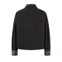 Faux Crocodile PU Leather Spliced Striped Zip Up Jacket — dettaglio della stampa