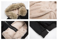 Faux Fur Collar Hooded Padded Parka Coat — vista laterale