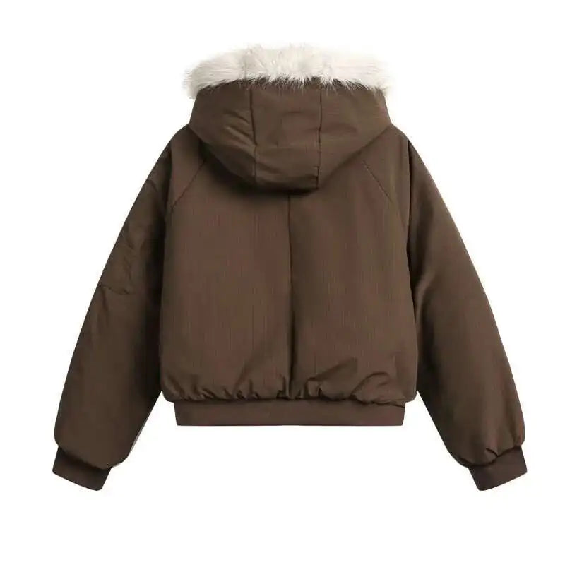 Faux Fur Collar Hooded Quilted Padded Jacket Coat — in alternativa