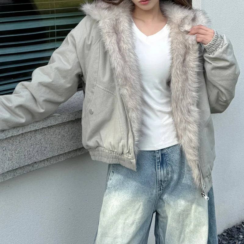 Faux Fur Lined Coat Jacket — dettaglio della stampa