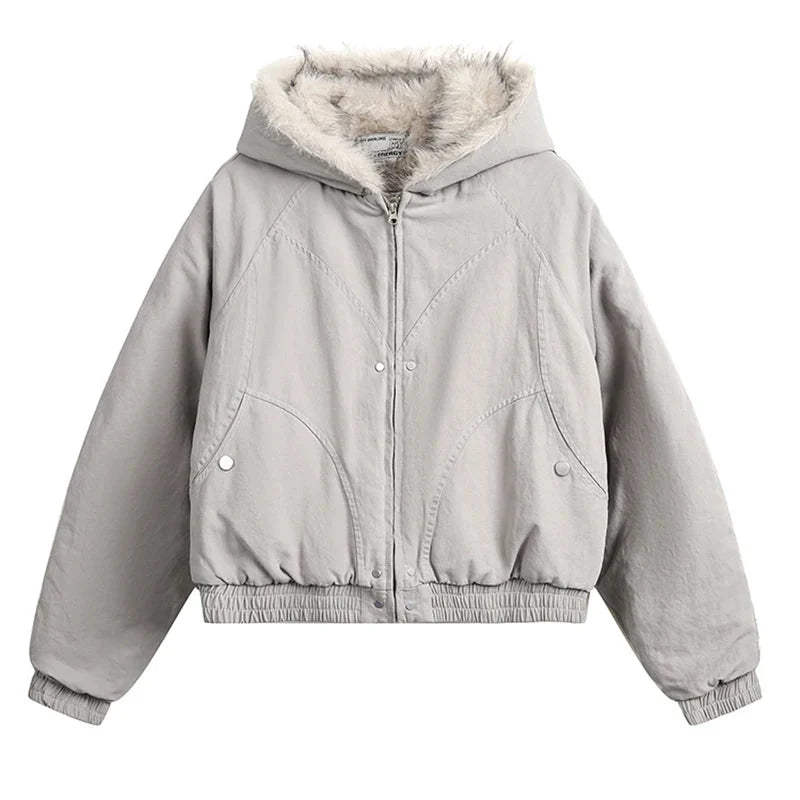 Faux Fur Lined Coat Jacket — vista frontale