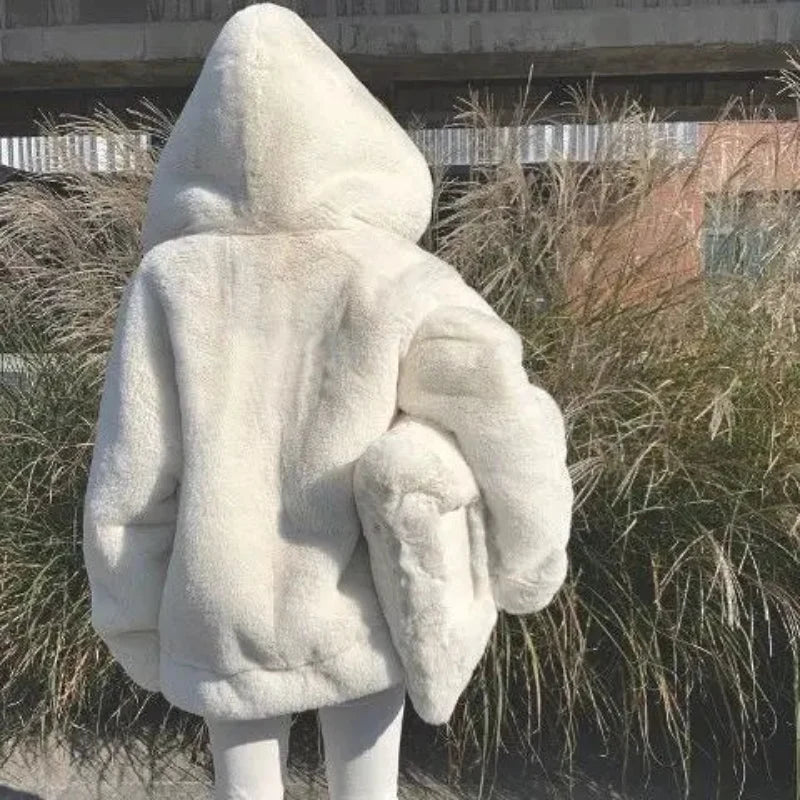 Faux Fur Velvet Hooded Jacket — dettaglio