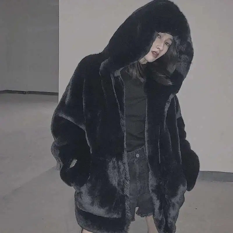 Faux Fur Velvet Hooded Jacket — dettaglio
