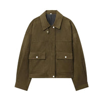 Faux Leather Zip Up Bomber Jacket — vista frontale