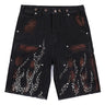 Y2K Fire Diamond Rhinestone Denim Shorts Jorts