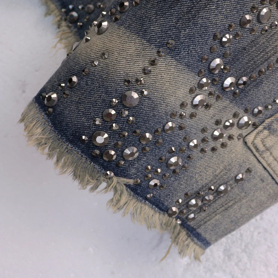 Fire Diamond Rhinestone Denim Shorts Jorts — in alternativa