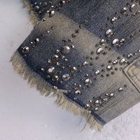 Fire Diamond Rhinestone Denim Shorts Jorts — in alternativa