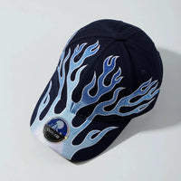 Flame Embroidered Baseball Cap — vista frontale