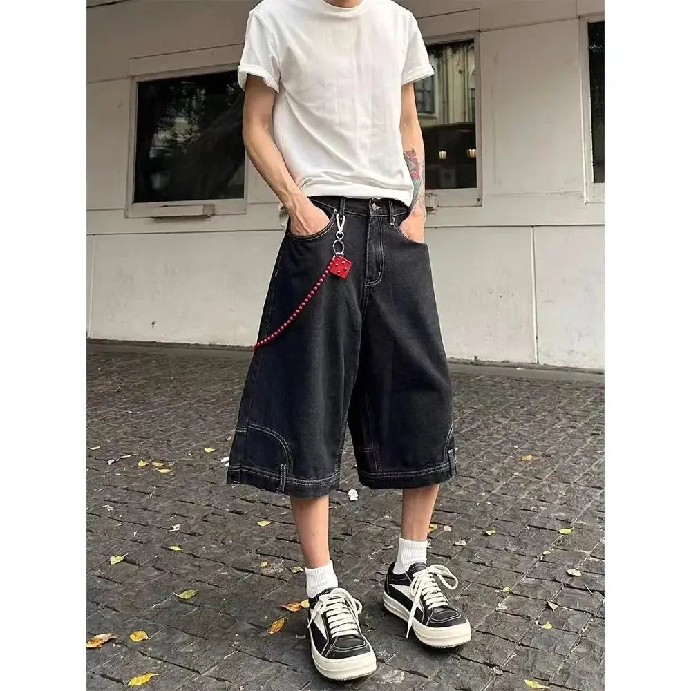 Flipped Denim Shorts Jorts — dettaglio della stampa