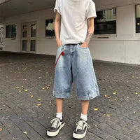Flipped Denim Shorts Jorts — vista laterale