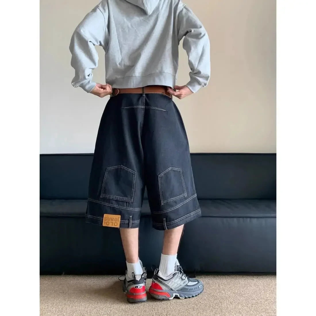 Flipped Denim Shorts Jorts — dettaglio del tessuto