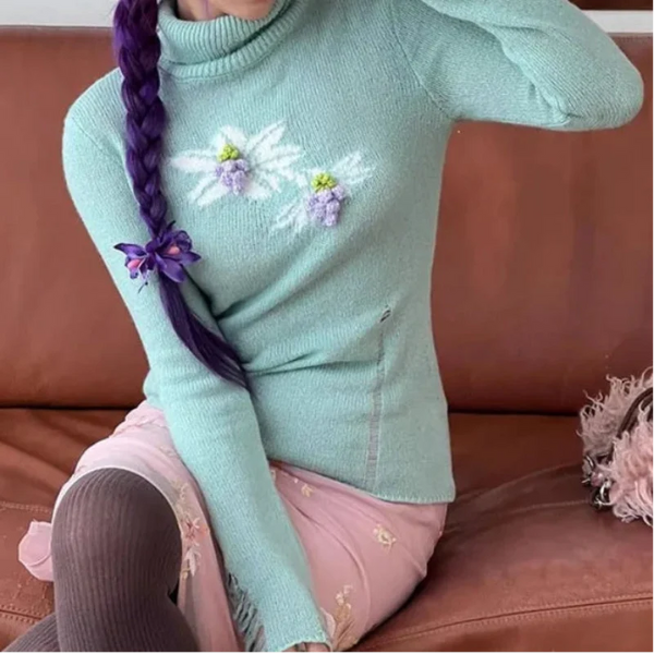 Y2K Floral Graphic Long Sleeve Jumper
