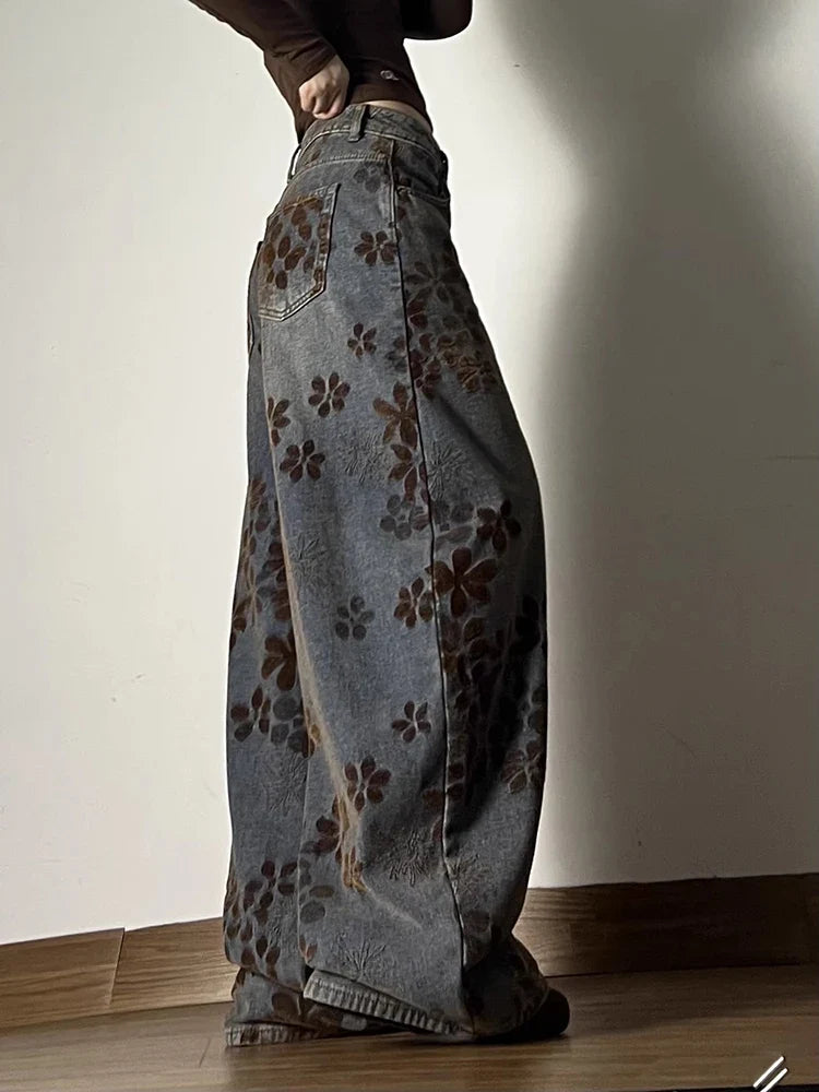 Floral Jacquard Denim Barrel Jeans — dettaglio