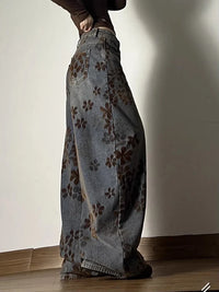 Floral Jacquard Denim Barrel Jeans — dettaglio