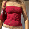 Y2K Floral Lace Bandeau Tube Top