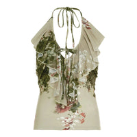 Floral Printed Tie up Halter Top — vista frontale